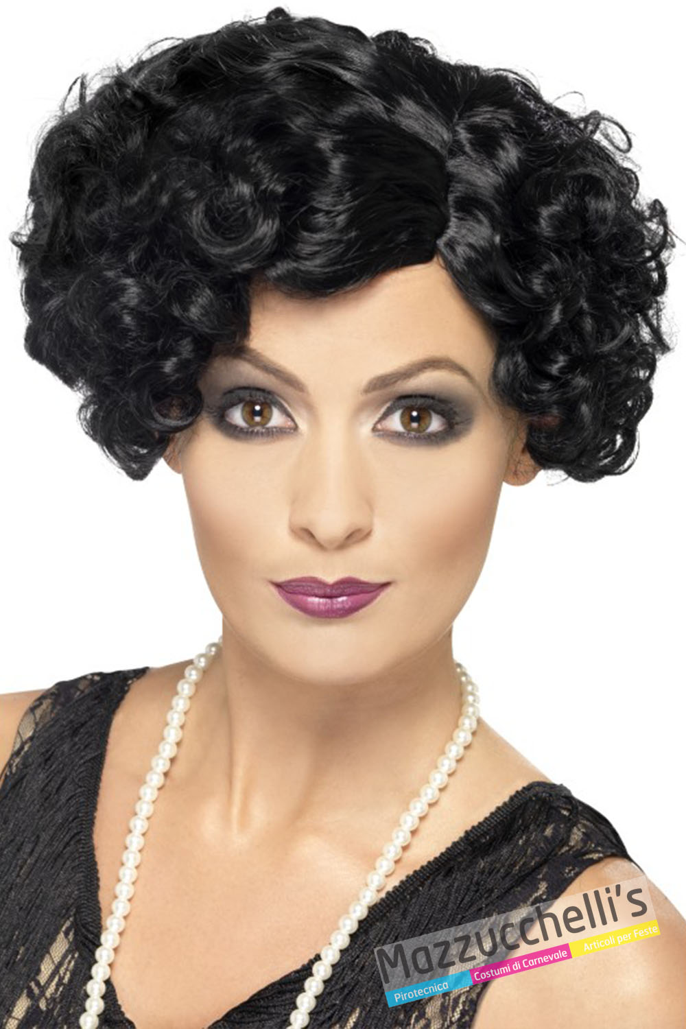 Parrucca Bob Nera Corta Stile Flapper Anni '20 - Per Costume Cosplay