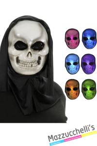 maschera scheletro colorato con cappuccio halloween - Mazzucchellis