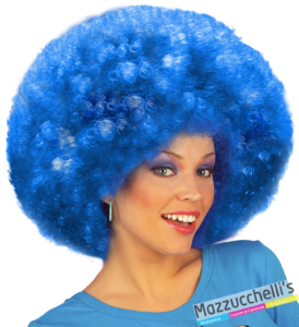 parrucca afro riccia blu anni '60 '70 hippie clown circo carnevale halloween altre feste a tema - Mazzucchellis
